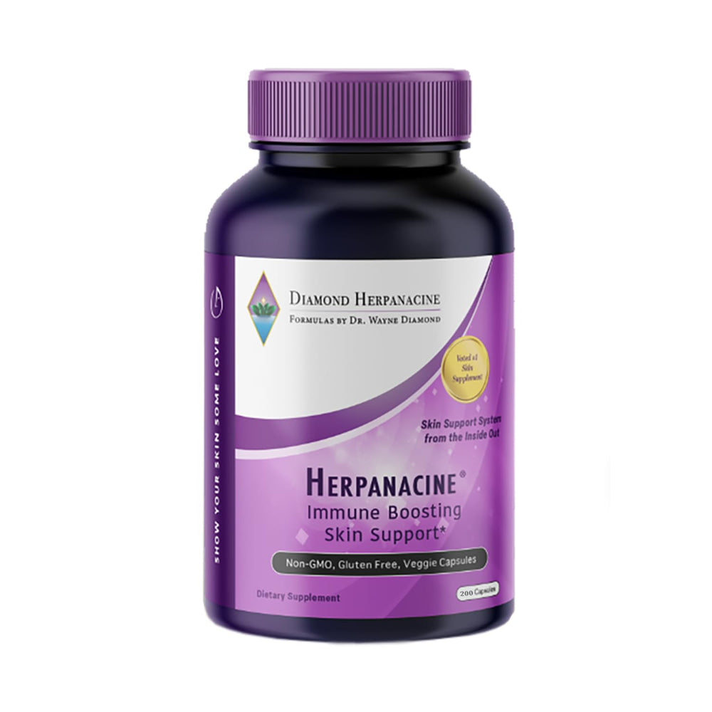 Herpanacine Diamond skin care bottle highlights natural ingredients for radiant skin support.