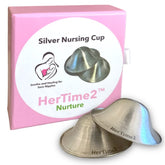 HerTime2 Silver Nursing Cups in packaging box for easy storage