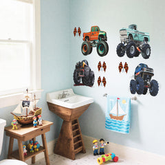 Heshengzaixian Monster Truck wall art for playroom, quick room transformation