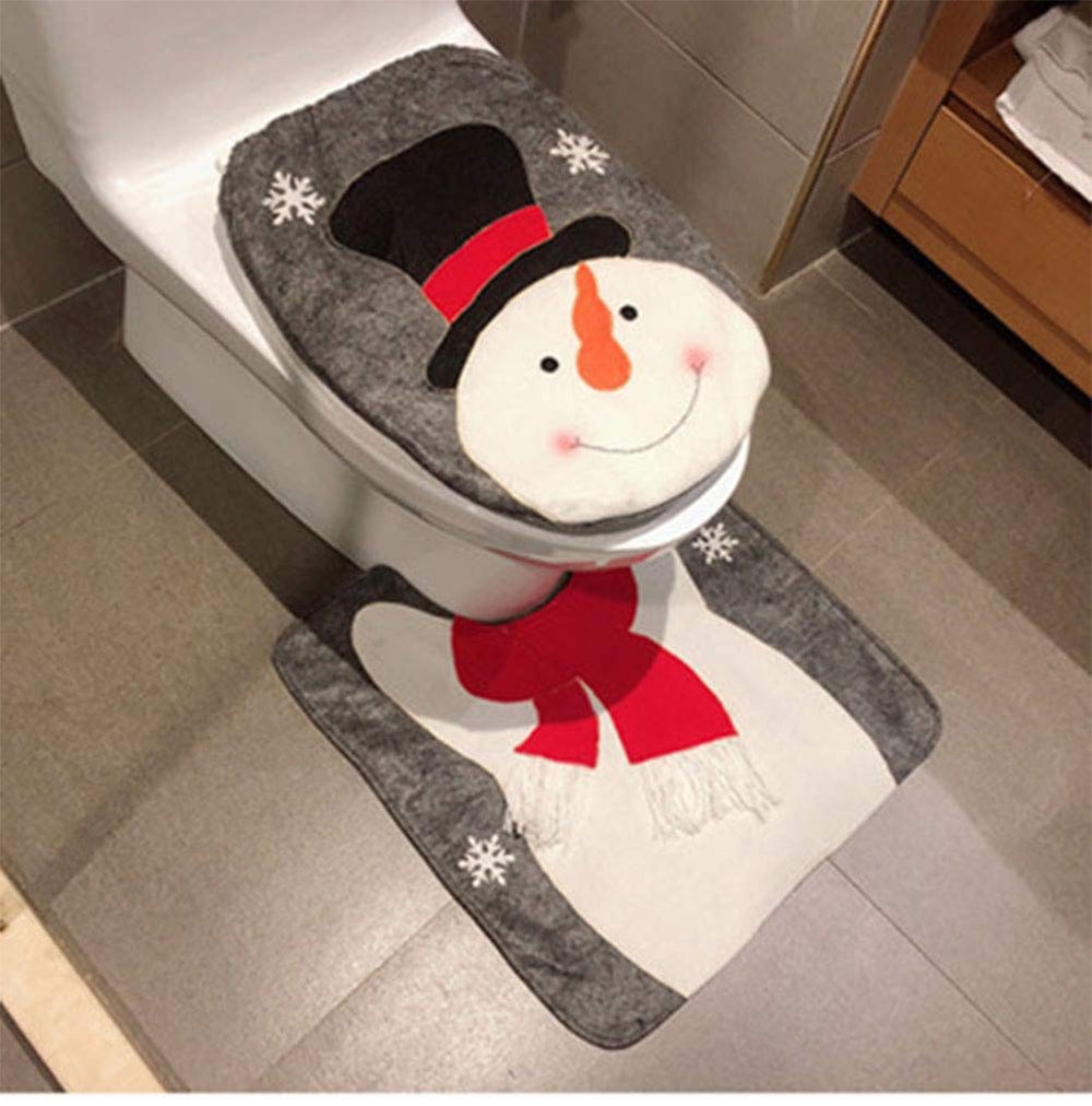 HESHIFENG Snowman toilet seat cover enhances festive charm and cozy comfort.
