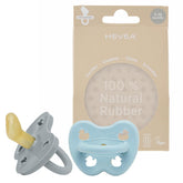 HEVEA pacifier orthodontic-teat in Maya Blue for gentle soothing.
