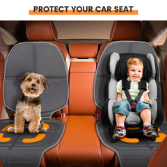 HEYTRIP car seat protector forward-facing setup keeps seats clean during trips.
