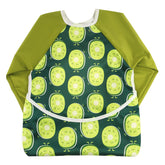 Hi Sprout infant sleeved bib in kiwifruit offers full meal coverage.