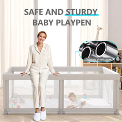 Hiaksedt Baby Playpen with 360-vision design for easy supervision