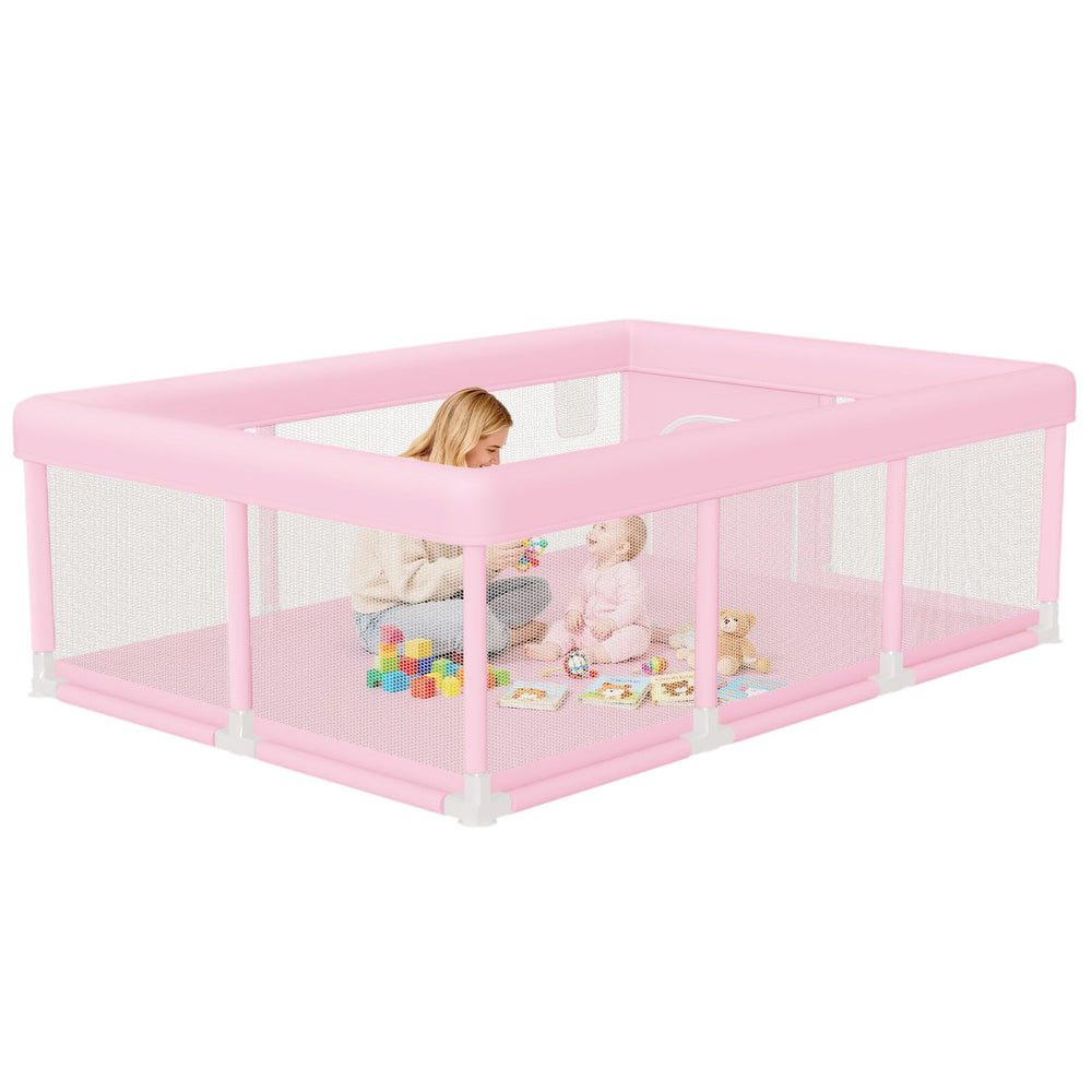 Hiaksedt large pink baby playpen with ample space for supervised playtime