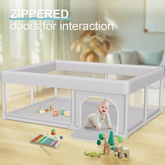 Hiaksedt playpen shows non-slip suction cups securing the play area.