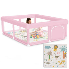 Hiaksedt large pink playpen with 50x50 inch space for safe baby play