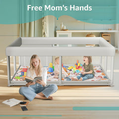 Hiaksedt safety playyard with suction cups anchors securely to floors.