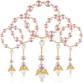 Hicarer baptism rosary with pink angel beads for first communion decoration
