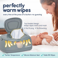Hiccapop wipe warmer's changing light provides soft illumination for night-time diapering.