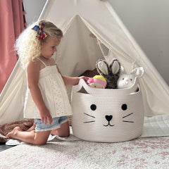 HiChen cat ear design pet basket with handles for easy carrying