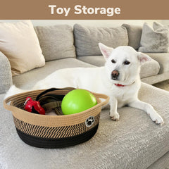 HiChen nursery storage basket in tri-color complements décor and stores essentials.