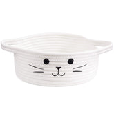 HiChen cat toy bin with soft rope, ideal for living room toy storage and decor.