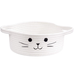 HiChen cat toy bin with soft rope, ideal for living room toy storage and decor.