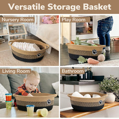 HiChen soft cotton storage bin with two handles for easy transport.