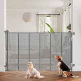 HIDODO 47-inch gate; tall, clear mesh for watching children safely.