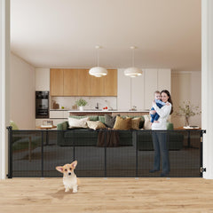 HIDODO upgraded retractable gate extended wide image showing a large opening being blocked safely