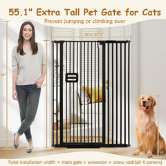 HIDOG 55'' cat gate side view highlighting pressure mounting and no-drill installation