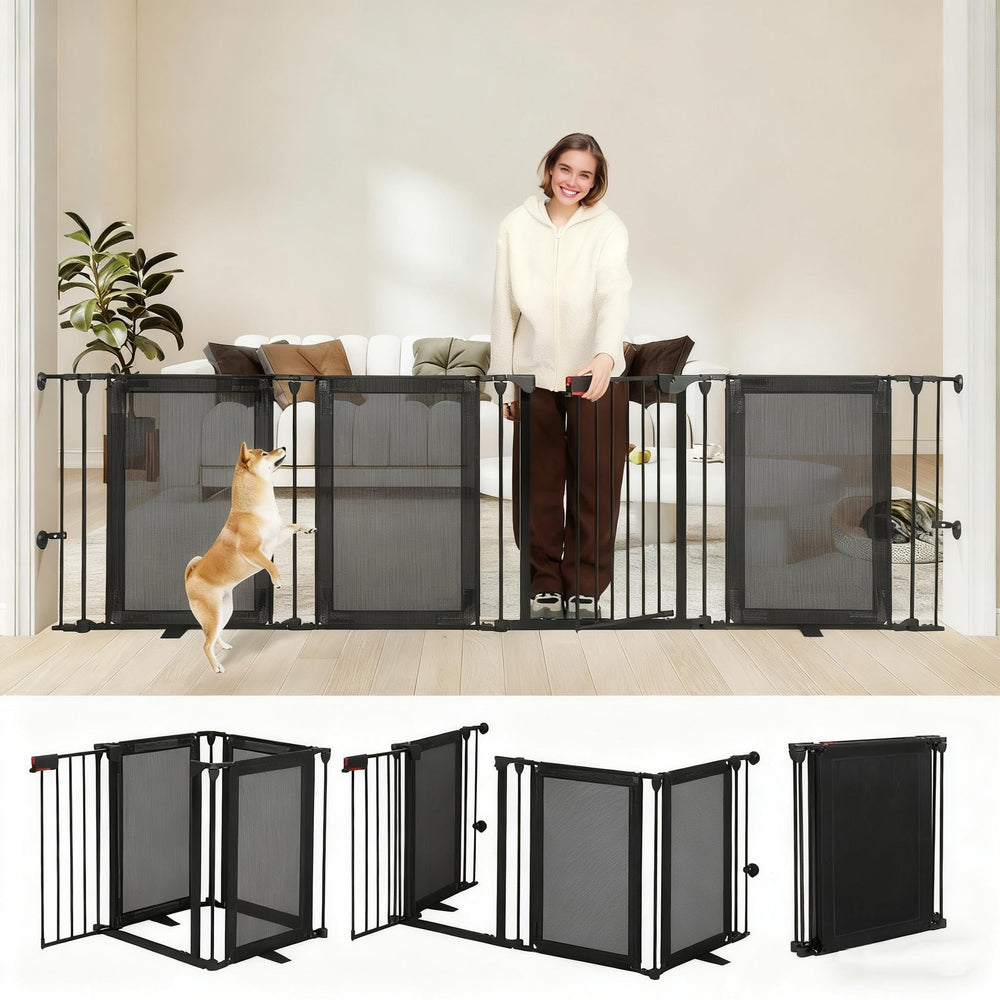 HIDOG freestanding gate wide panel configured for a doorway