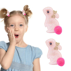 HIFANMM Bunny Hair Clip glitter pink – secure party hairstyle.