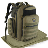 HighSpeedDaddy Ranger Green diaper bag front view showing rugged durability.