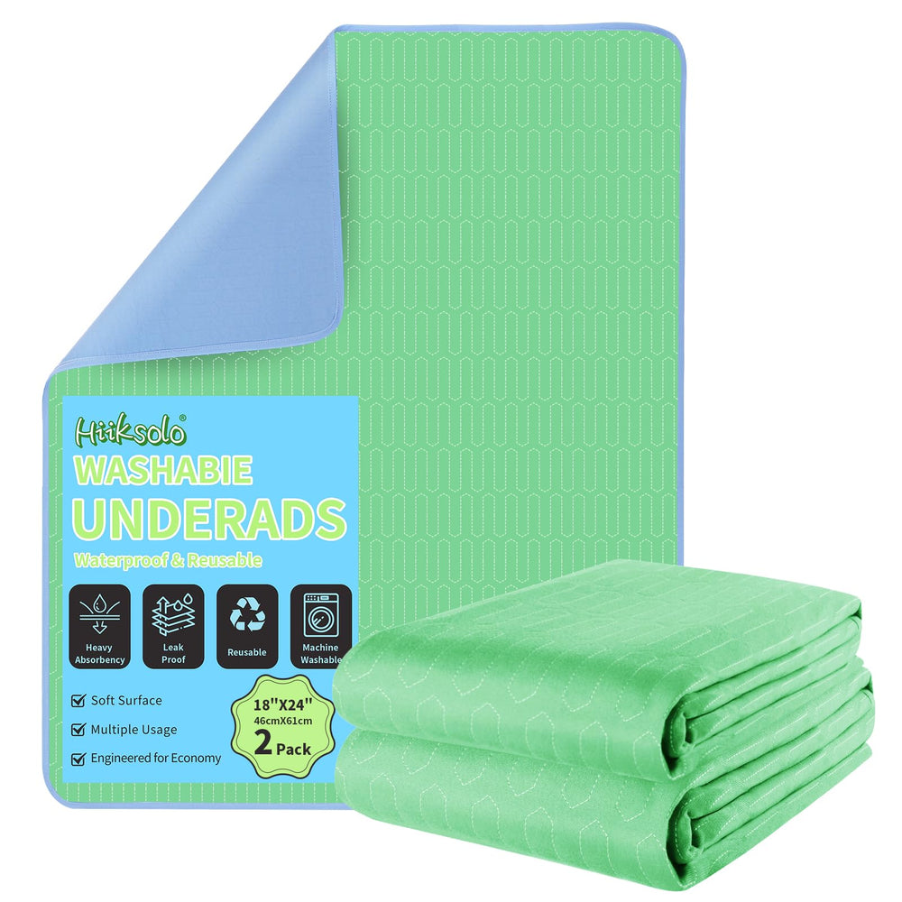 Hiiksolo underpads with a waterproof outer layer protect bedding from spills.