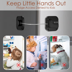 Himake no-keys-required fridge lock in use