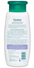 Himalaya Gentle Baby Bath pack back highlights free-from chemicals and dermatologist-tested claims