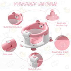 Himold bath seat pink, foldable arms enabling easy sitting and lifting.