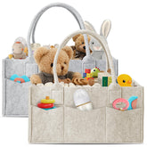 HIPHOP PANDA 2-pack diaper caddy in gray and oatmeal for easy nursery organization.