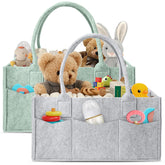 HIPHOP PANDA diaper caddy grey-green pair for nursery organization and car trips.