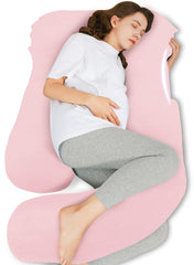 HIPHOP PANDA u-shaped pregnancy pillow in pink provides full-body support for comfortable sleep.