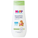 HiPP Baby Shampoo bottle with almond oil for gentle cleansing of delicate skin.