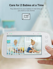 HiPP monitor split-screen view lets you monitor two rooms simultaneously.