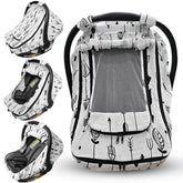 HippoBaby car seat cover made of breathable muslin shields baby from sun and wind.