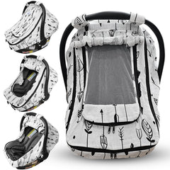 HippoBaby car seat cover made of breathable muslin shields baby from sun and wind.