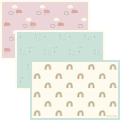 Hippypotamus disposable placemats cream design provide a clean surface for meals and play