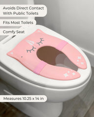 Hippypotamus pink unicorn design potty seat cover adds toddler comfort.