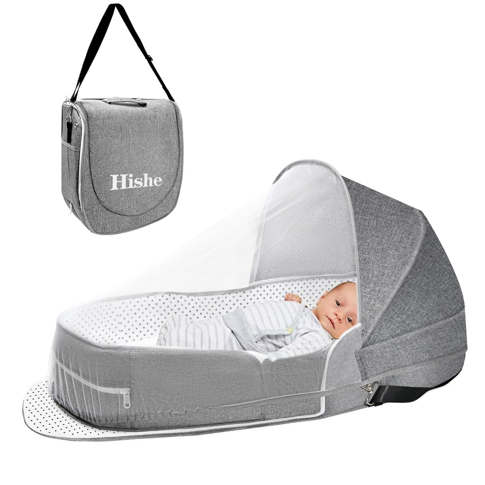 Hishe baby travel bassinet foldable design for compact portability.