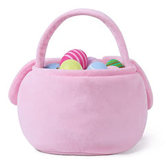 HitToys Easter Bunny Basket closeup fabric shows soft polyester material for gentle play.