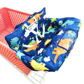 HIVVI cart cover in navy dinosaur print, ready for shopping trips