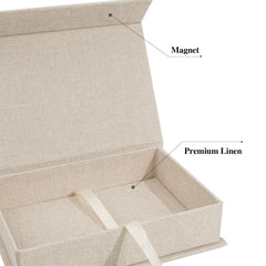 Hiwhy beige linen storage for photos and keepsakes