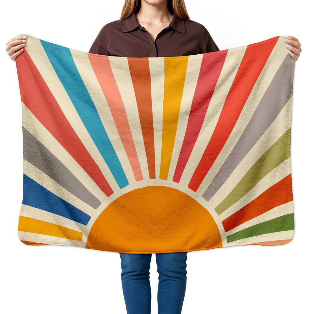 HIWX boho abstract sun kids blanket adds warmth and playful nursery decor