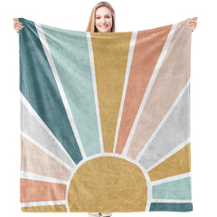 HIWX Boho Sun Throw Blanket in pastel sunshine for a cozy nursery atmosphere