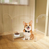 HIXICOPA dog gate in doorway shows clear acrylic for monitoring and safety