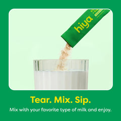 HIYA Kids Greens vanilla flavor from stevia blends smoothly into smoothies.