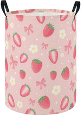 HIYAGON baby laundry hamper with strawberry pattern keeps nursery organized