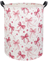 HIYAGON butterfly baby laundry basket with pink bowknot for nursery toy storage.
