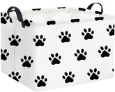 HIYAGON dog toy basket full-front view showing roomy paw-themed storage