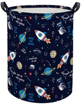 HIYAGON kids laundry basket with rocket planet pattern for nursery organization